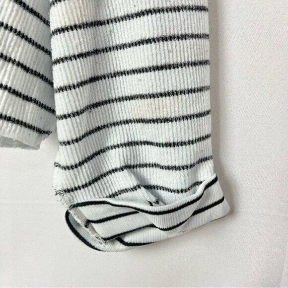 Urban Outfitters UO Black & White Striped Inside Out Notch Neck Long Sleeve Top - Picture 6 of 7
